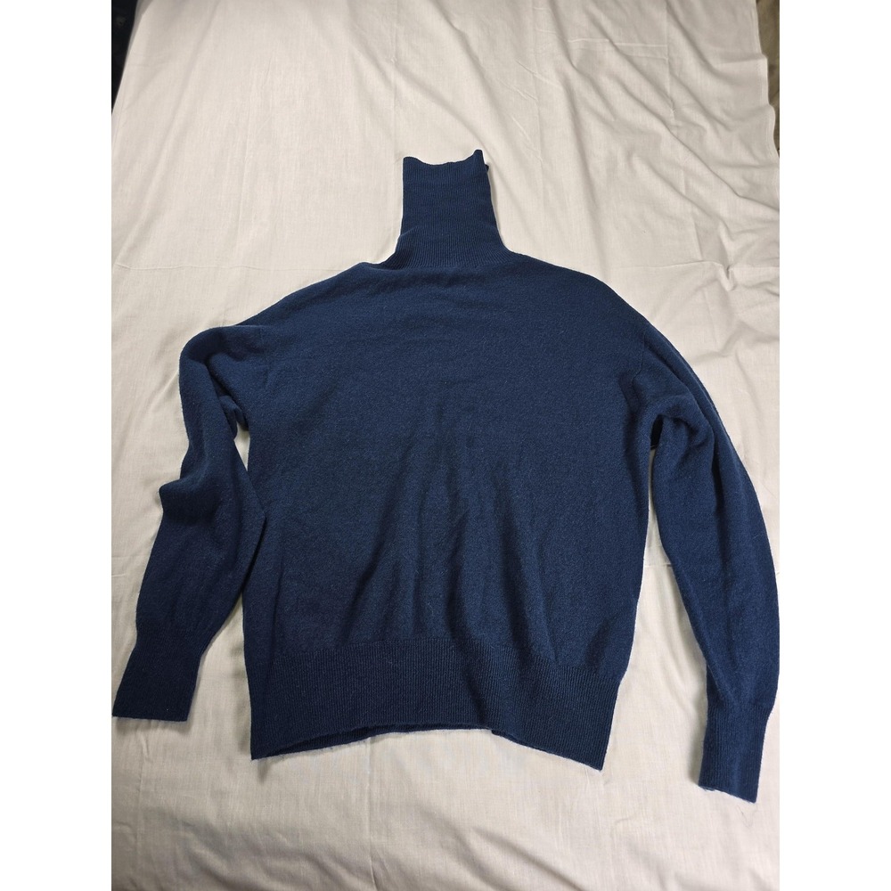 Zara Sweater Womens Small Blue 100% Wool Turtleneck Pullover Knit Long Sleeve